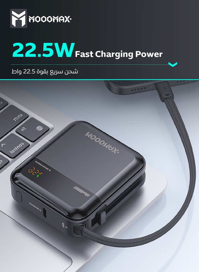 MOOGMAX power bank 10000 mAh in a very compact size. Portable charger with two Type C ports. 22.5W power bank fast charging. powerbank with a digital display. Overvoltage and overcurrent protection mini power bank. Portable slim power bank suitable for travel and on airplanes. - Image 3